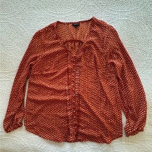 Torrid Blouse Red Polka Dots and Buttons